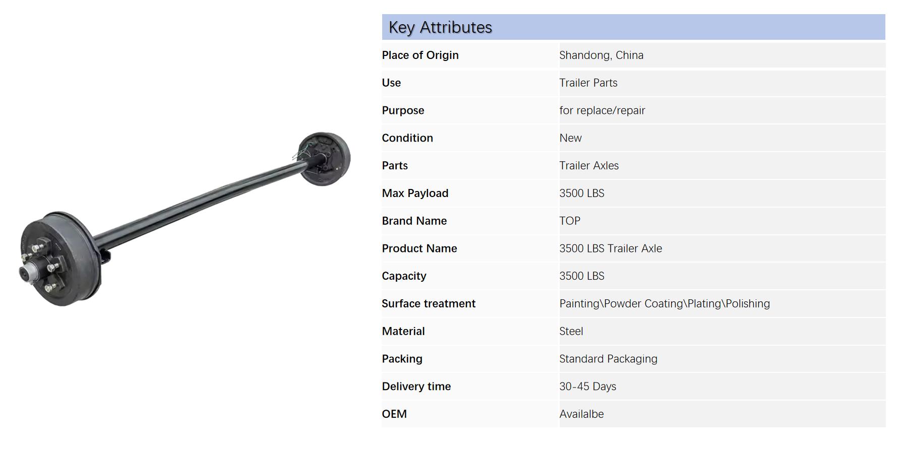 3500lb Straight  Trailer Axle With 5 Stud Electric Brakes.jpg