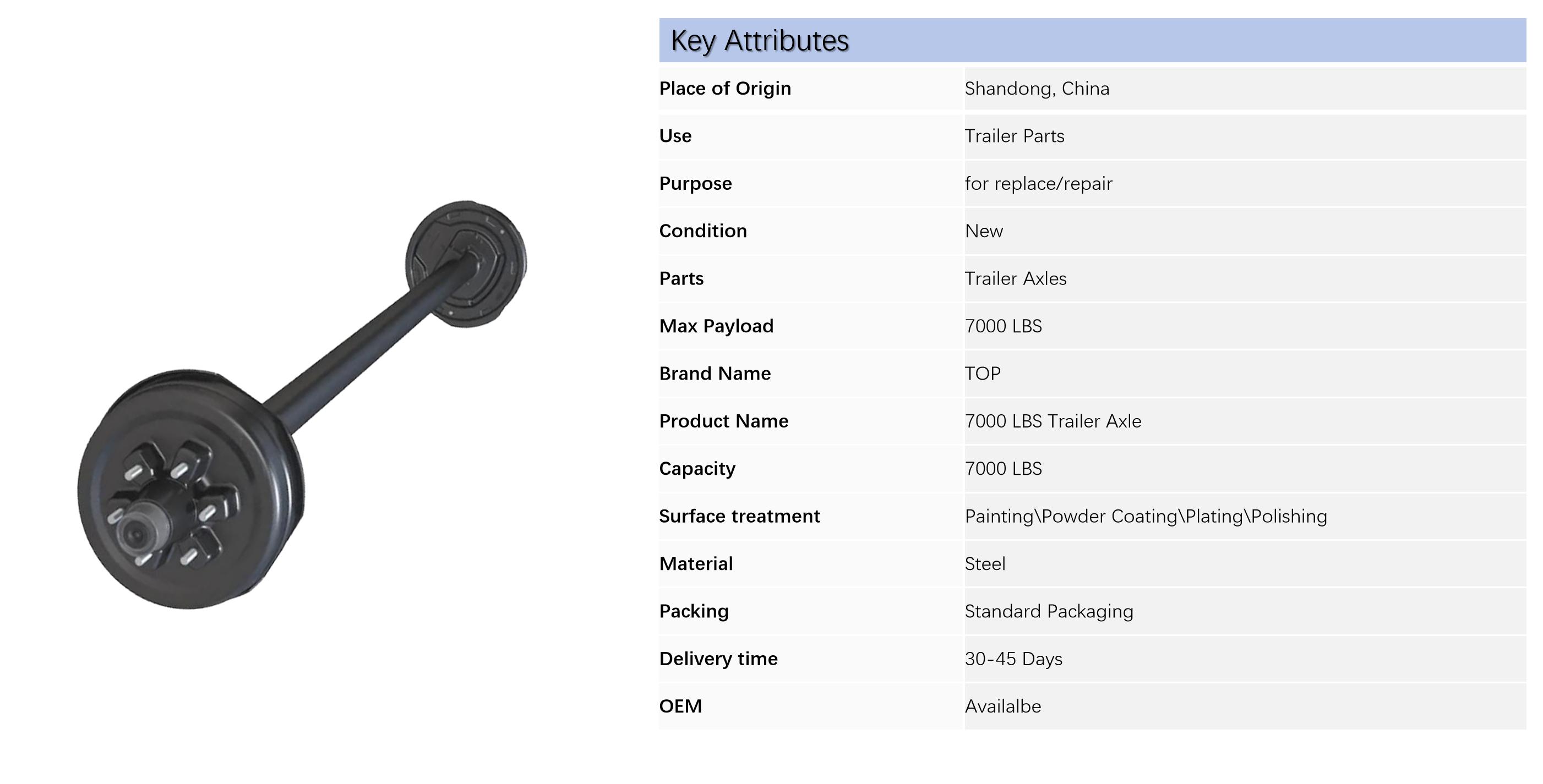 Factory 7000 lbs Round Solid Utility Trailer Axle Assembly with 12 inch Hub Drum Electric Brake.jpg